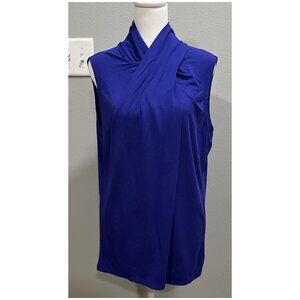 NWOT ELIE TAHARI Sleeveless draped blue top, Size XL